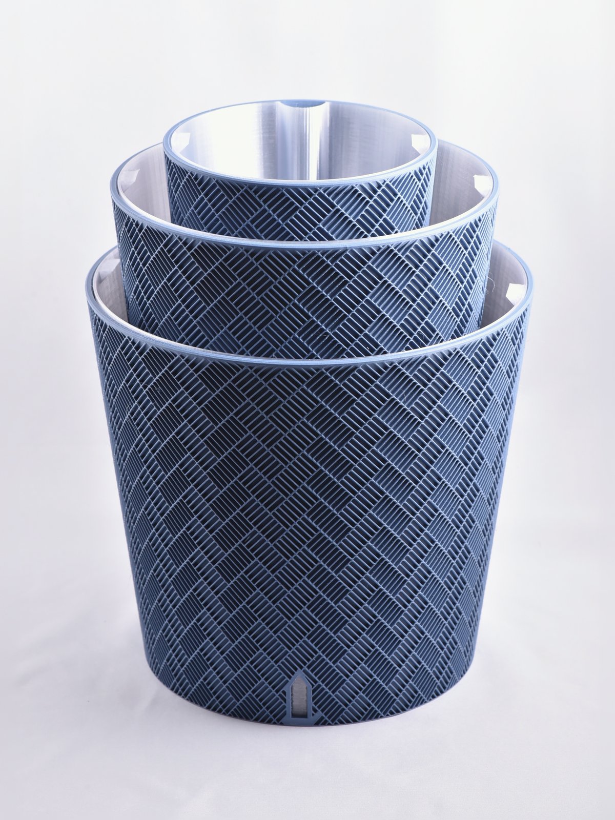 EverGrow Plant System in Blue Clay, Woven Cane design: Small, Medium and Large nested inside one another